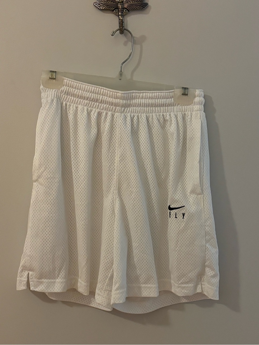Nike White Mesh Athletic 'FLY' Shorts with Black Swoosh Never Worn